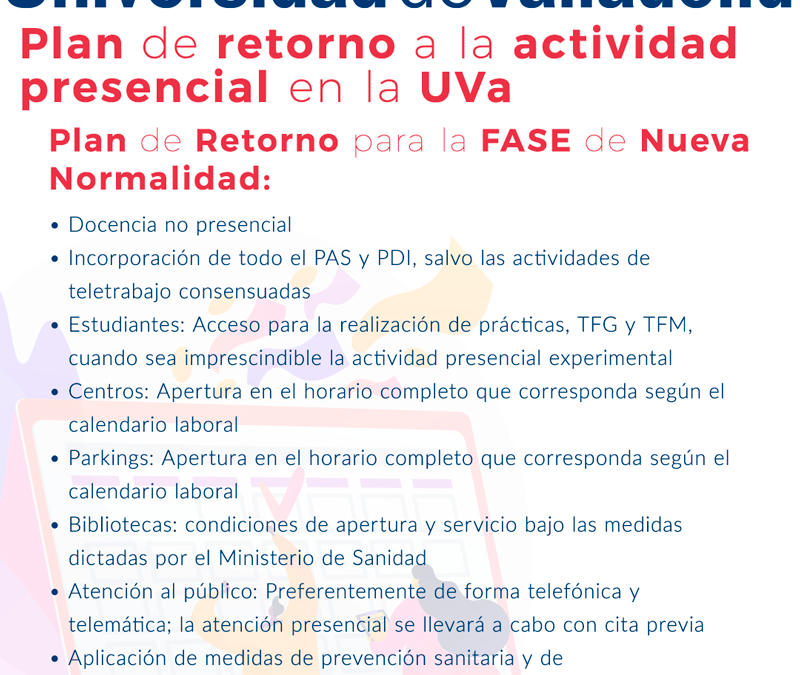 Los cuatro campus de la Universidad de Valladolid entran en la Fase de la Nueva Normalidad