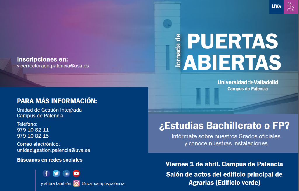 El Campus de Palencia celebra este viernes su Jornada de Puertas Abiertas