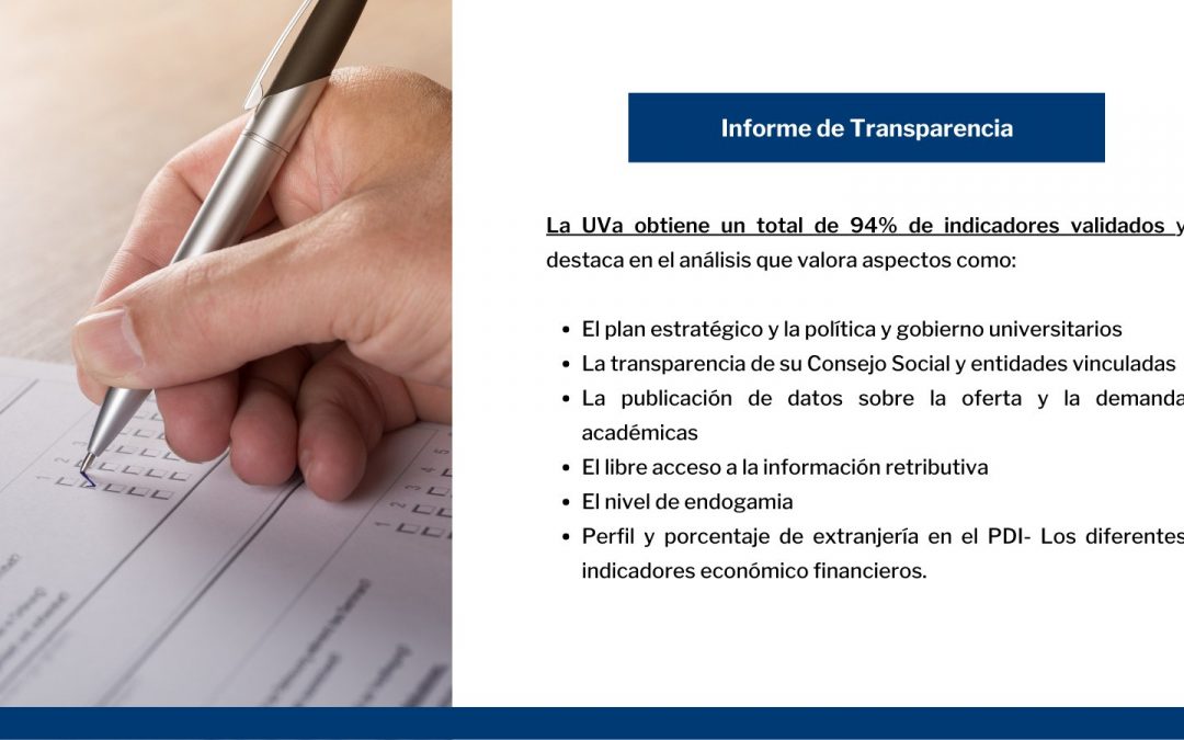 La UVa obtiene el sello de transparencia más alto otorgado por la Fundación Haz