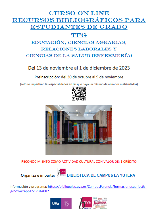 Cartel del curso online de recursos bibliográficos para estudiantes de grado.