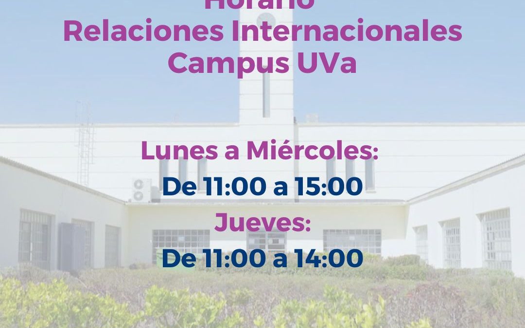 Horario de atención de la Oficina de Relaciones Institucionales para el curso 23-24 en el Campus de Palencia