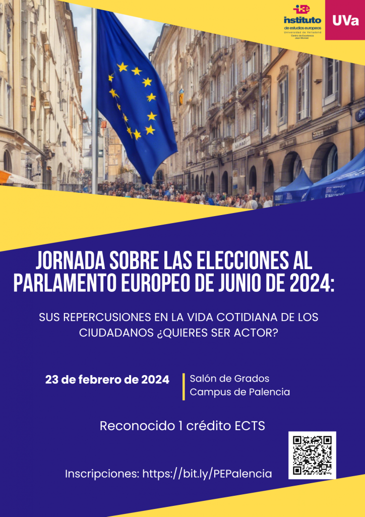 Cartel de la Jornada sobre las elecciones al Parlamento Europeo en el Campus de Palencia.