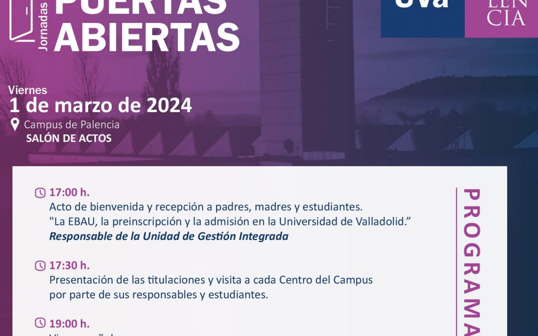 El Campus de Palencia celebra su jornada de puertas abiertas el próximo 1 de marzo