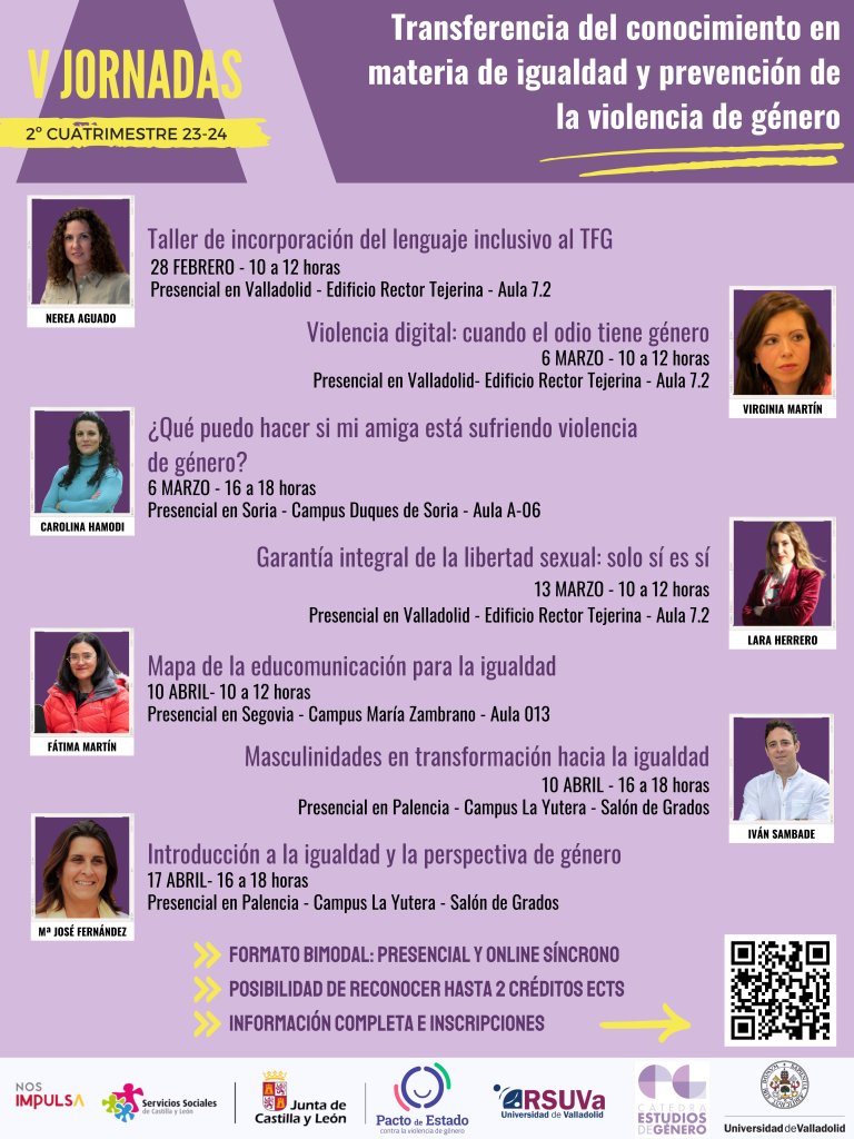 Cartel de las Jornadas de transferencia de conocimiento en materia de igualdad y prevención de la violencia de género.