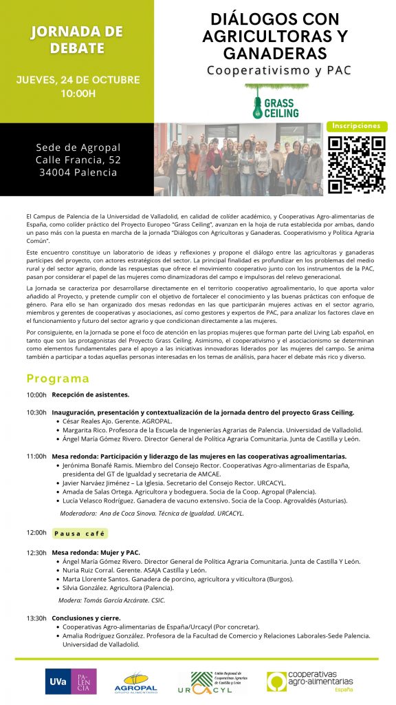 Programa de la jornada Diálogos con agricultoras y ganaderas.