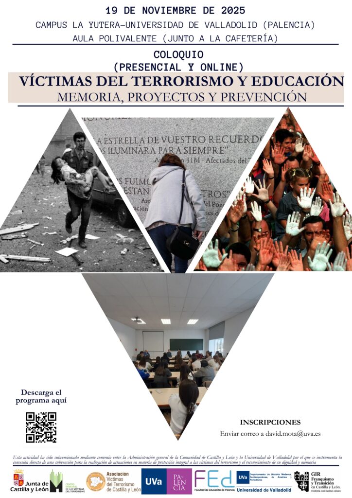 Cartel del coloquio “Víctimas del terrorismo y educación: memoria, proyectos y prevención”.