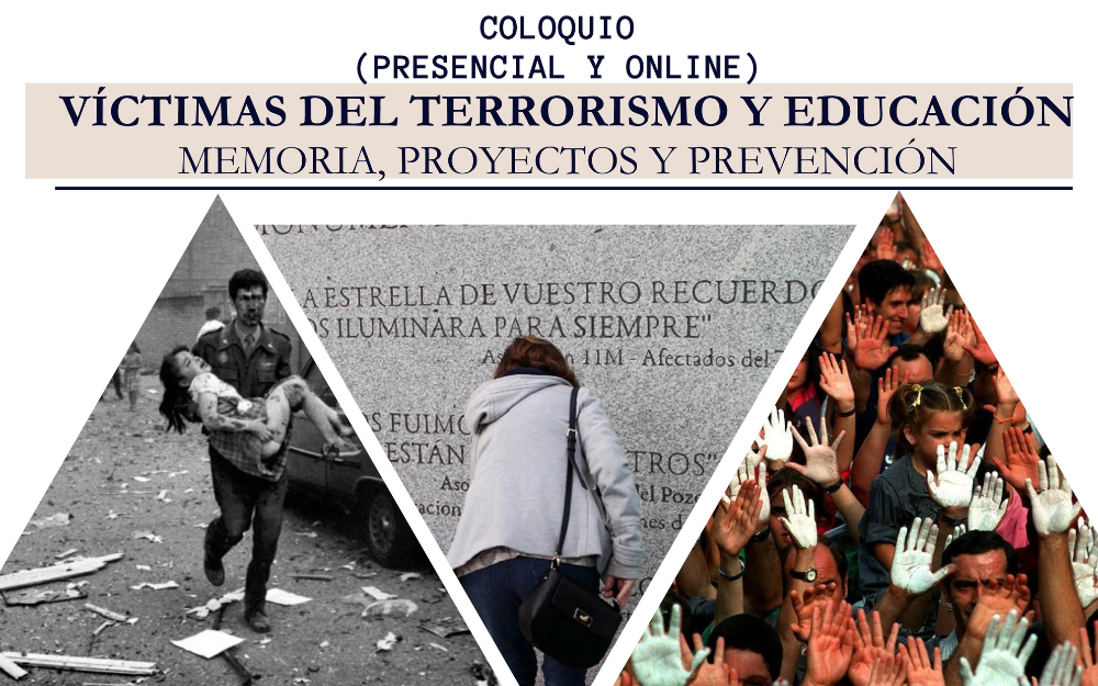 Creatividad del coloquio “Víctimas del terrorismo y educación: memoria, proyectos y prevención”.