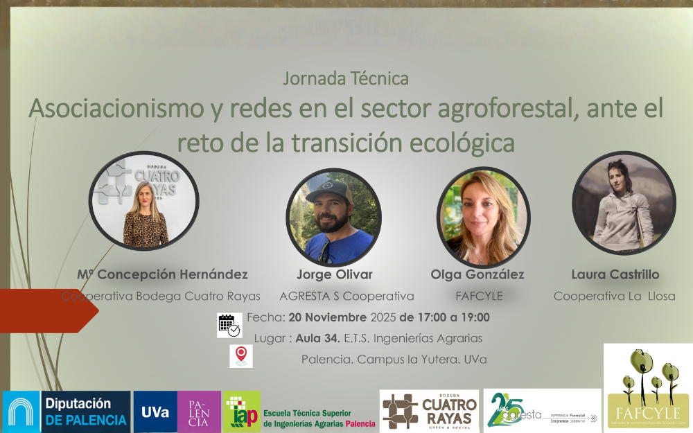 Creatividad para la web de la jornada 'Asociacionismo y redes en el sector agroforestal, ante el reto de la transición ecológica'.