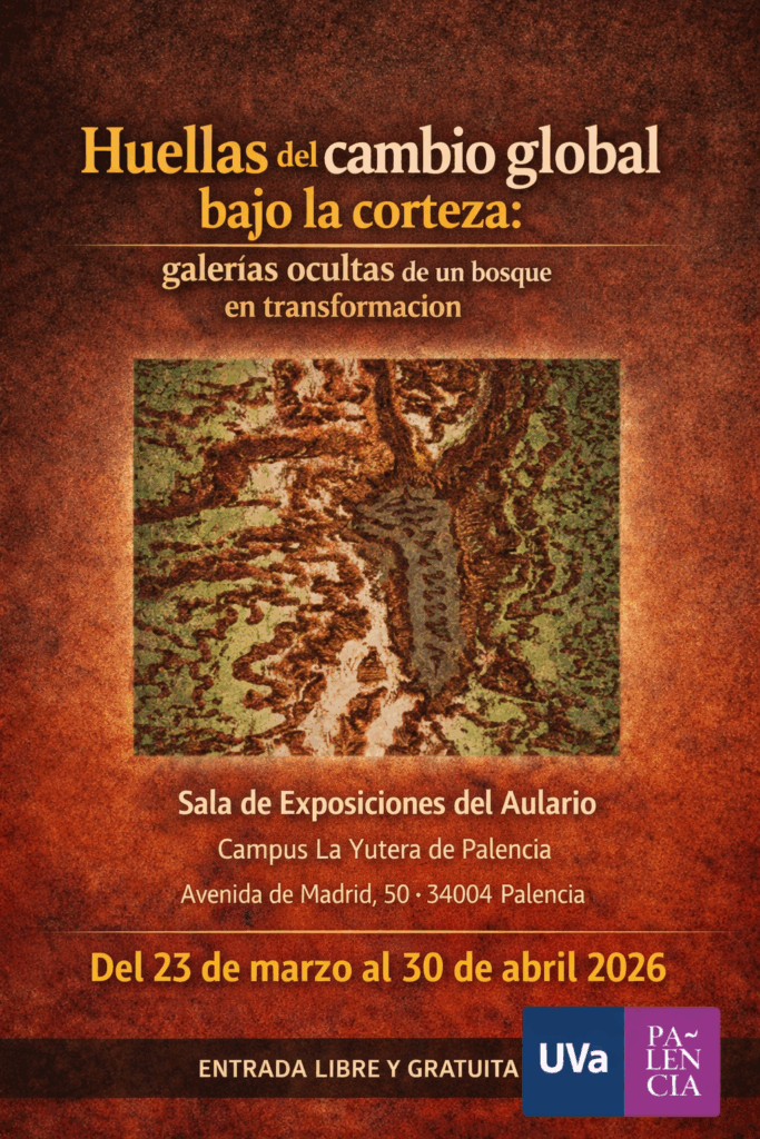 Cartel de la exposición Exposición 'Huellas del cambio global bajo la corteza'.