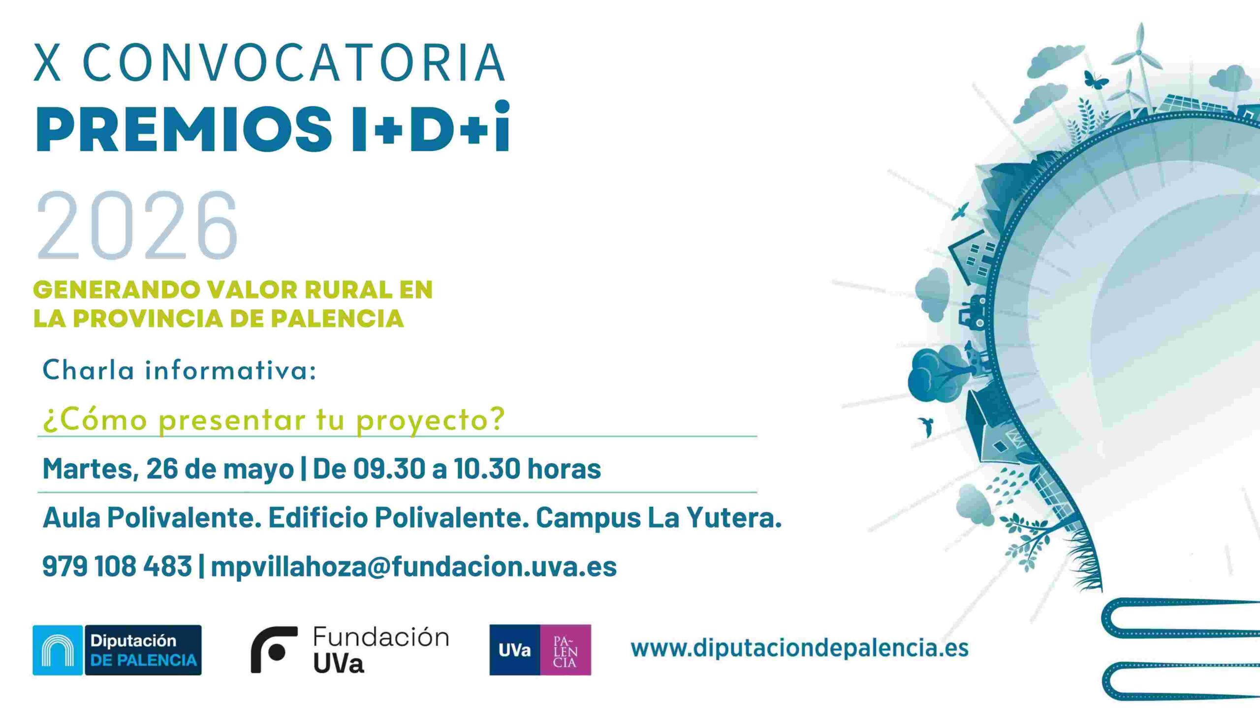 Cartel de la charla de los Premios I+D+i en el Campus de Palencia.