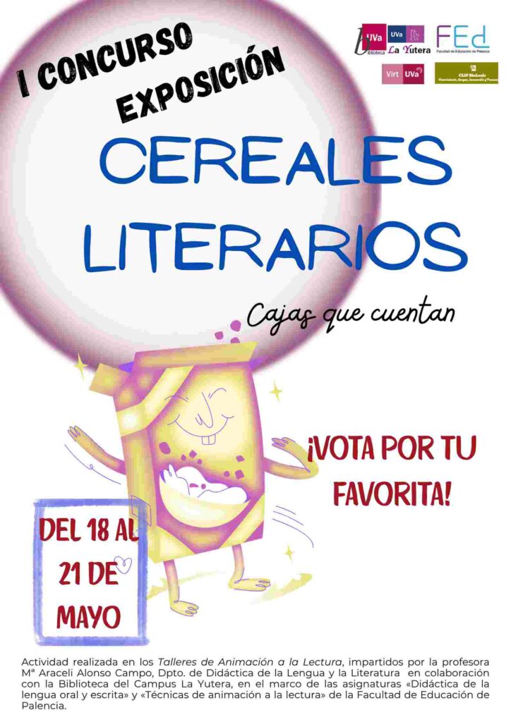 Cartel del I Concurso-Exposición Cereales Literarios: cajas que cuentan.
