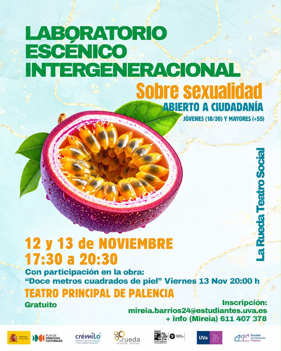 Cartel del laboratorio escénico intergeneracional del Campus de Palencia.